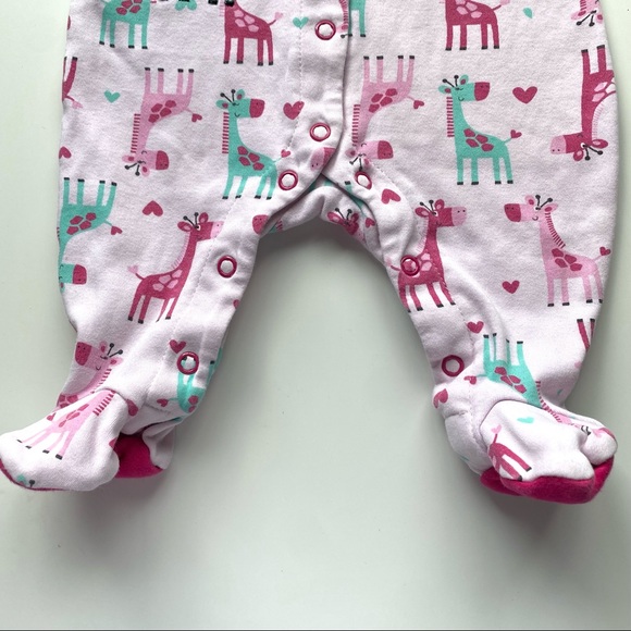 Two pack Pekkle Long Sleeve Sleeper Footie Onesie Pink White Green Blue Size 3m - Picture 8 of 8